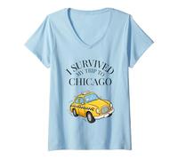 Mujer Sobreviví a mi Viaje a Chicago en un Taxi de la Ciudad de Chicago Camiseta Cuello V
