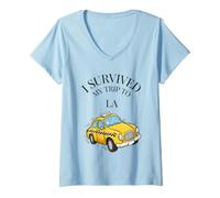 Mujer Sobreviví a mi Viaje a Los Ángeles en un Taxi de LA City Camiseta Cuello V