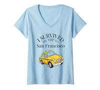 Mujer Sobreviví a mi Viaje a San Francisco en un Taxi de la Ciudad de Francisco Camiseta Cuello V