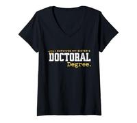 Mujer Sobreviví a mis hermanas Doctorado Graduación Doctorado Divertido Camiseta Cuello V