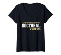 Mujer Sobreviví a mis hermanos Doctorado Graduación Doctorado Divertido Camiseta Cuello V
