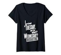 Mujer Sobreviví a un Martes por lo Que miércoles mordaza repugnante Camiseta Cuello V