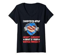 Mujer Sobreviví a una cirugía a corazón abierto: una historia de fuerza Camiseta Cuello V