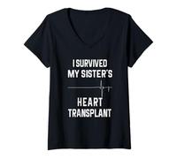Mujer Sobreviví al Apoyo de trasplante de corazón de mi Hermana Camiseta Cuello V