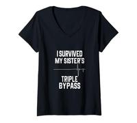 Mujer Sobreviví al Triple Bypass de mi Hermana Camiseta Cuello V