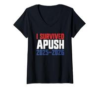 Mujer Sobreviví APUSH 2025-2026 AP Historia de EE. UU. Sobreviví a APUSH Camiseta Cuello V