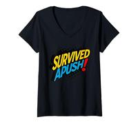 Mujer Sobrevivido Apush 2026 Divertido Ap US Historia Examen Sobreviviente Humor Camiseta Cuello V