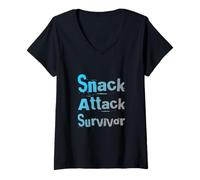 Mujer Sobreviviente de Ataque de bocadillos impulsado por bocadillos Este es mi refrigerio Camiseta Cuello V