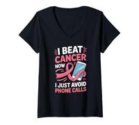 Mujer Sobreviviente de cáncer de Mama Cinta Rosa Antisocial Introvertido Camiseta Cuello V