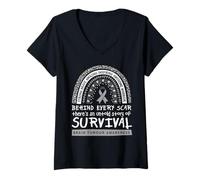 Mujer Sobreviviente de Conciencia sobre el Tumor Cerebral detrás de Cada Cicatriz arcoíris Camiseta Cuello V
