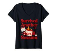 Mujer Sobrevivió a Otra sesión de Desplazamiento gráfico Calendario Rojo Camiseta Cuello V