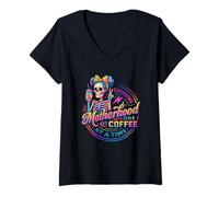 Mujer Sobrevivir a la Maternidad un café a la Vez Camiseta Cuello V