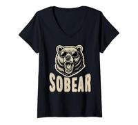 Mujer Sobriedad Aniversario Sober AA NA Recuperación Sobear Oso Camiseta Cuello V
