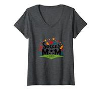 Mujer Soccer Mom Life: Regalo de Orgullo para Padres Deportivos para Mujeres Camiseta Cuello V, Jaspeado Oscuro, M