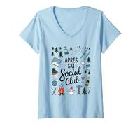 Mujer Social Club A PRES Esquí Esquí Vibes Invierno Nieve Fiesta Camiseta Cuello V