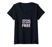 Mujer Social Distancing Will Set Us Free Camiseta Cuello V