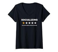 Mujer Socializando una Estrella | Batería sobrevalorada agotada instantáneamente Camiseta Cuello V