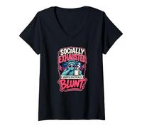 Mujer Socialmente Agotada Sin disculpas Dama Libertad Camiseta Cuello V