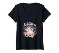 Mujer Soft Bloom Cottage Floral Estética Acogedor Diseño Estilo Jardín Camiseta Cuello V