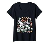 Mujer Soft Hearts Strong Boundaries Fuerza de la emoción |- Camiseta Cuello V