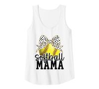 Mujer Softball Mama Bow Cute Vibes & Trendy Style for Moms Camiseta sin Mangas
