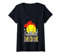 Mujer Softball Mom Softball Mother's Day Camiseta Cuello V