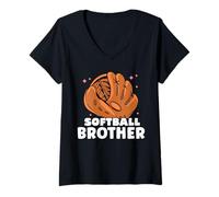 Mujer Softbol Brother Match Softballer Jugador Lindo Softbol Camiseta Cuello V