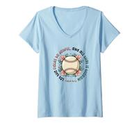 Mujer Softbol Cristiano Softbol Mamá Salmo Verso de la Biblia Camiseta Cuello V