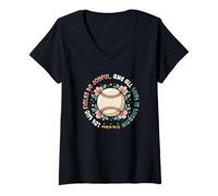 Mujer Softbol Cristiano Softbol Mamá Salmo Verso de la Biblia Camiseta Cuello V
