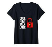 Mujer Software Developer Code First Talk Later Camiseta Cuello V
