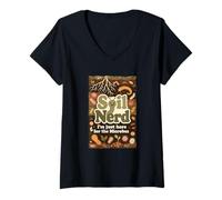 Mujer Soil Nerd Estoy aquí para los microbios Lombriz de Tierra orgánica Camiseta Cuello V