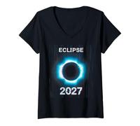 Mujer Solar Eclipse Shirt Glitch Total Solar Eclipse August 2027 Camiseta Cuello V