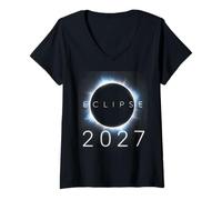 Mujer Solar Eclipse Shirt Total Solar Eclipse August 2027 Totality Camiseta Cuello V