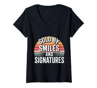 Mujer Sold by Smiles and Signatures Real Estate Agent Deals - Camiseta Cuello V