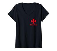 Mujer Soldado de Cristo: Cruz de los Caballeros Templarios Camiseta Cuello V