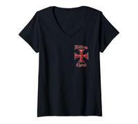 Mujer Soldado de Cristo: Cruz de los Caballeros Templarios Camiseta Cuello V