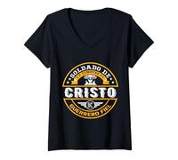 Mujer Soldado de Cristo Dios Guerreo Fiel, fiel soldado de Jesús Camiseta Cuello V