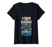 Mujer Soldador Submarino Dangerous Version of Welding Camiseta Cuello V