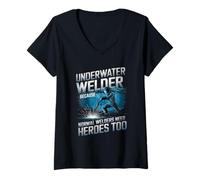 Mujer Soldador submarino porque los soldadores normales también necesitan héroes Camiseta Cuello V