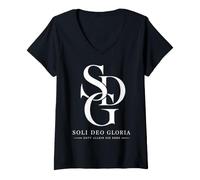 Mujer Soli Deo Gloria Fe Cristiana Teología Reformada Religión Camiseta Cuello V