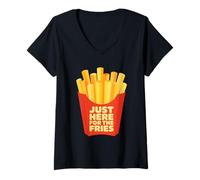 Mujer Solo aquí para Las Papas Fritas Fritas Divertido sarcástico Camiseta Cuello V
