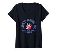 Mujer Solo bésame, Podemos Hablar más Tarde Cita Divertida de Amor Camiseta Cuello V