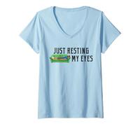 Mujer Solo descansando mis ojos, papá cansado, siesta divertida para el Día del Padre Camiseta Cuello V
