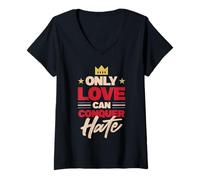 Mujer Sólo el Amor Puede conquistar el corazón Camiseta Cuello V
