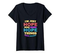 Mujer Solo espero Hacer Cosas de Esperanza Que Seas Bienvenido Camiseta Cuello V