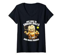 Mujer Solo Estoy Aquí para Dar Golpes Y Hacer Amigos - Padel Camiseta Cuello V