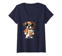 Mujer Solo estoy aquí para el humor del perro de comida Camiseta Cuello V