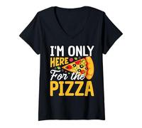 Mujer Solo estoy aquí para la pizza Camiseta Cuello V