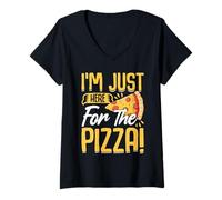 Mujer Solo estoy aquí para la pizza Camiseta Cuello V