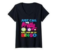 Mujer Solo llámame bonita y llévame al jugador de bingo Camiseta Cuello V